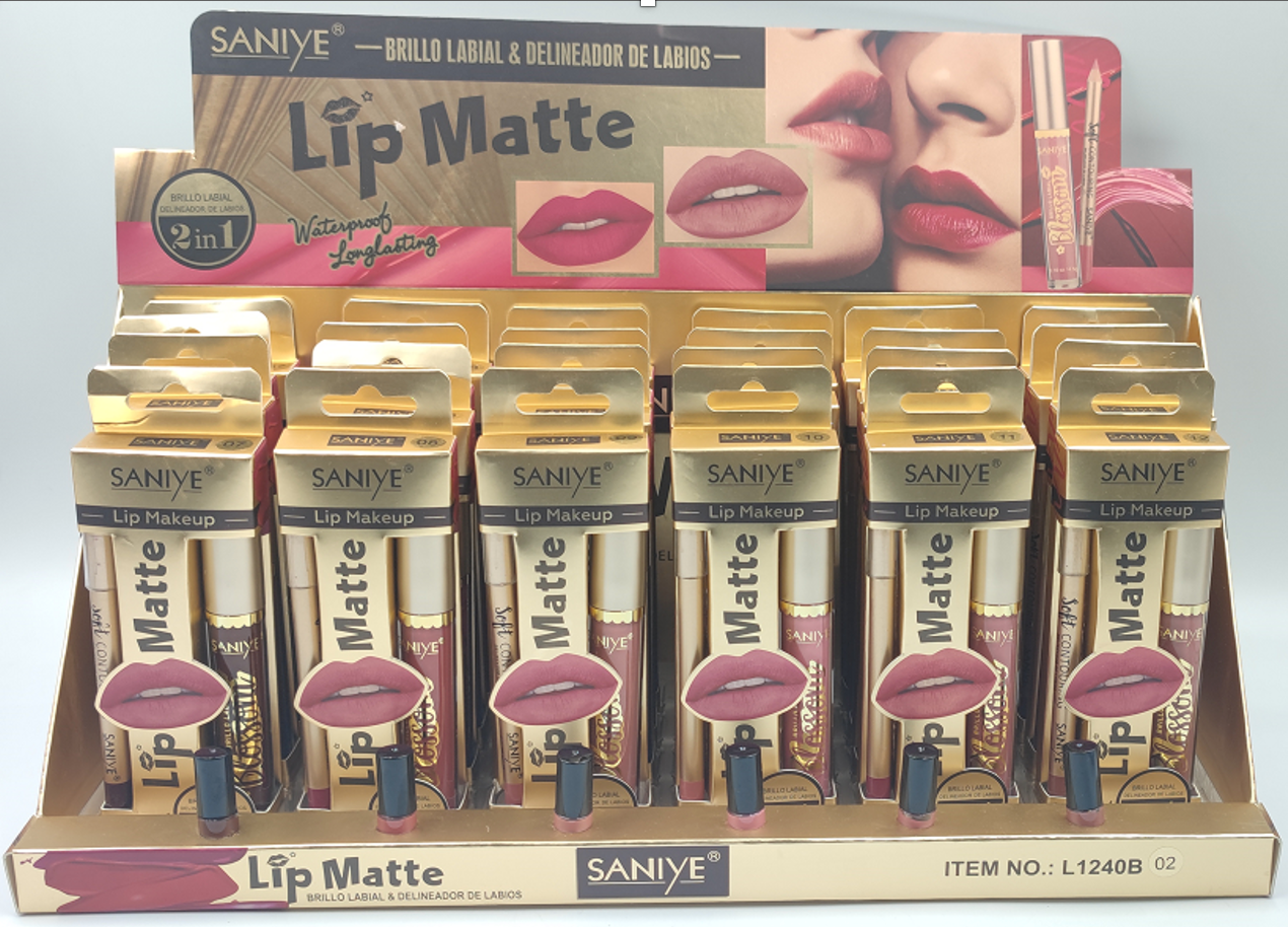 Labial dual L1240 incluye delineador para labios ( 24 pzas)