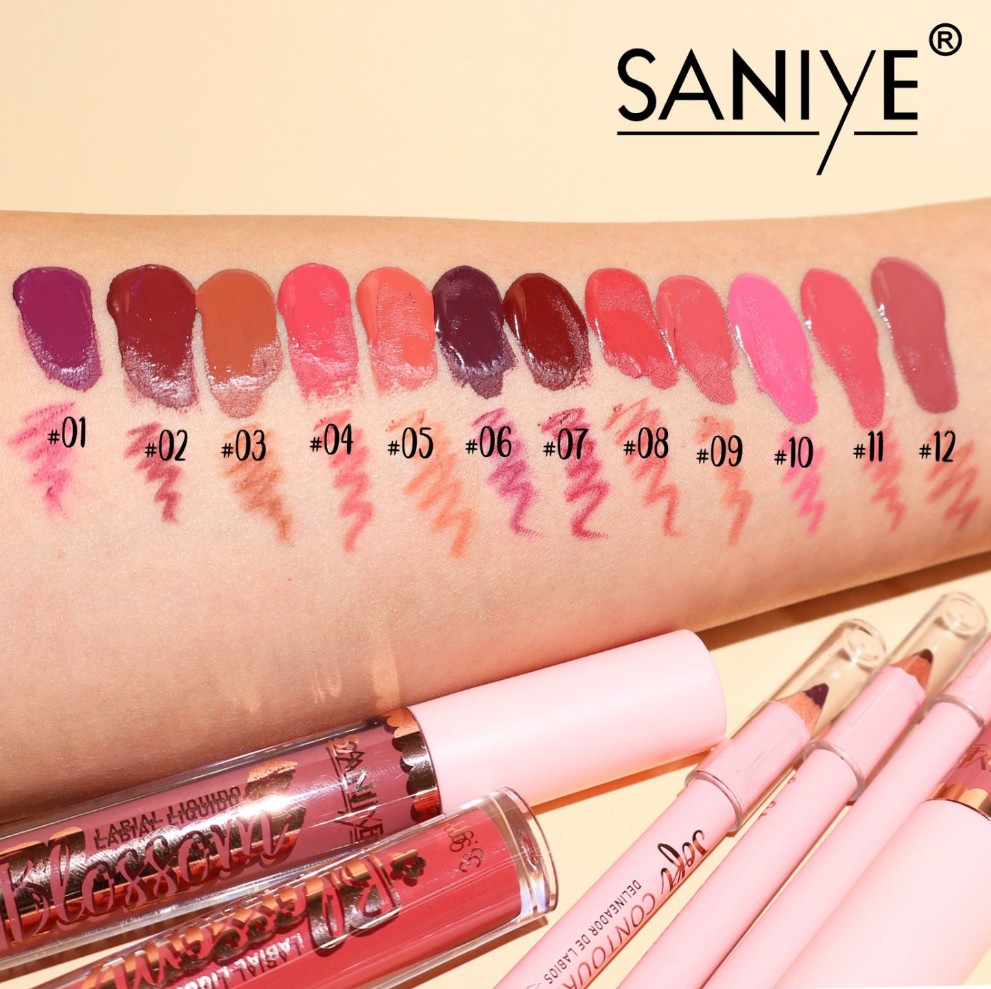 Labial dual L1240 incluye delineador para labios ( 24 pzas)