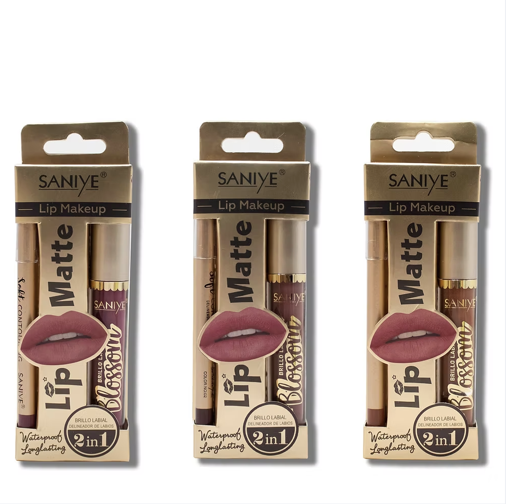 Labial dual L1240 incluye delineador para labios ( 24 pzas)