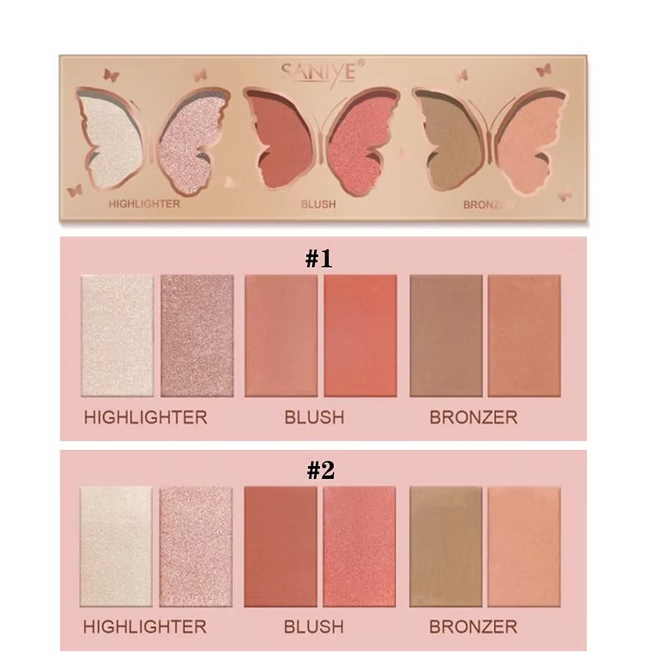 Paleta 3 en 1 (iluminador, contorno,rubor) E0331 (12 piezas)