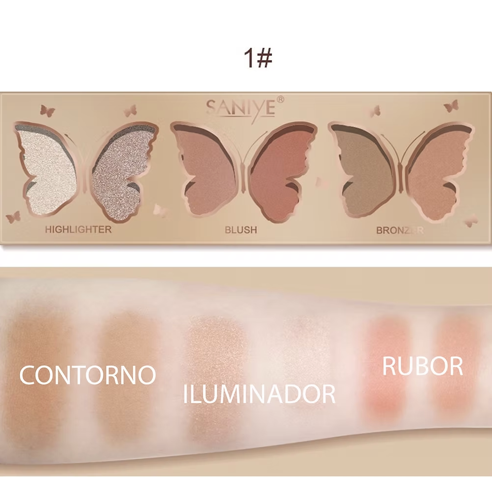 Paleta 3 en 1 (iluminador, contorno,rubor) E0331 (12 piezas)