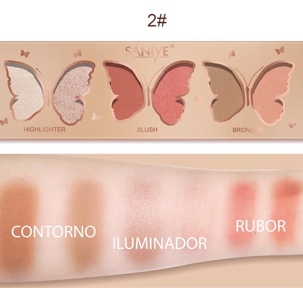 Paleta 3 en 1 (iluminador, contorno,rubor) E0331 (12 piezas)