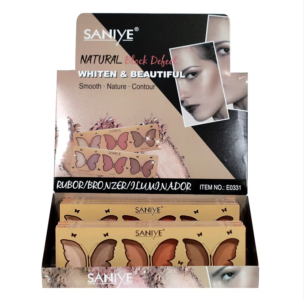 Paleta 3 en 1 (iluminador, contorno,rubor) E0331 (12 piezas)