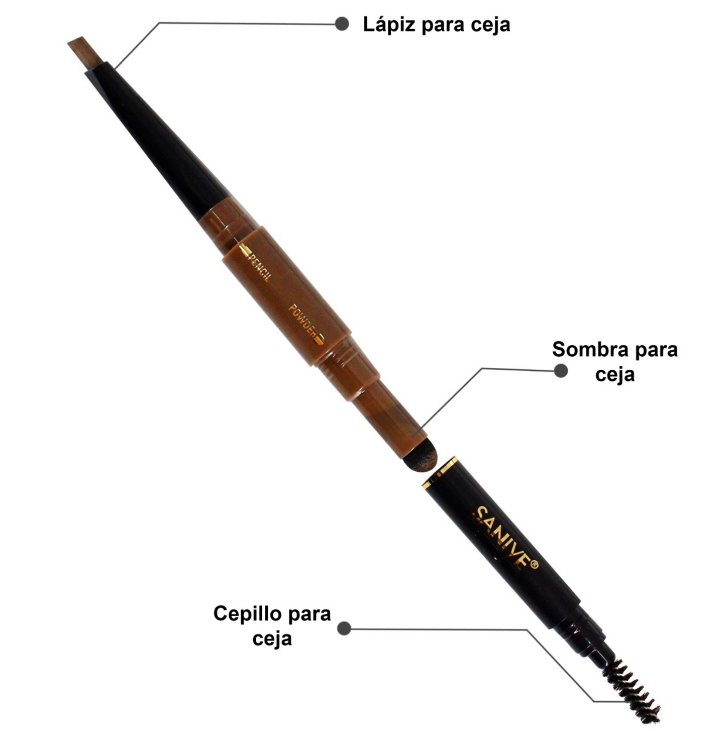 Lápiz para ceja con cepillo  M318 saniye (36 Pzas.)